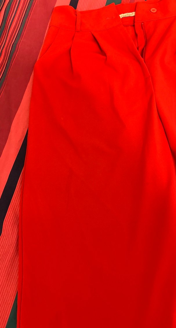 Kadın Kırmızı Regular Fit Midi Kumaş Pantolon - Görsel 2