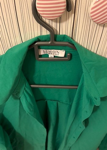 Yeşil Düğmeli Keten Kadın Gömlek - Görsel 3