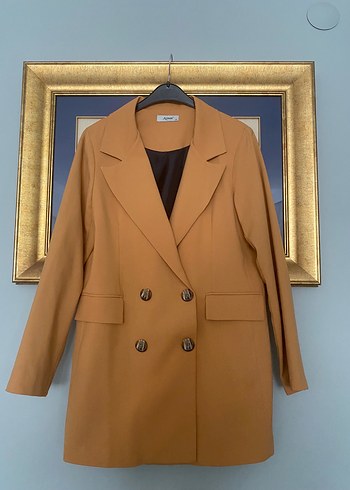 Kadın Bej Uzun Kollu Modern Klasik Blazer Ceket