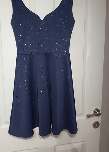 Koton Koton Party Wear Lacivert Askılı Mini Elbise