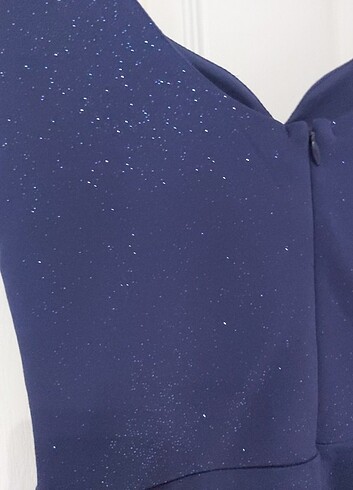 s Beden Koton Party Wear Lacivert Askılı Mini Elbise