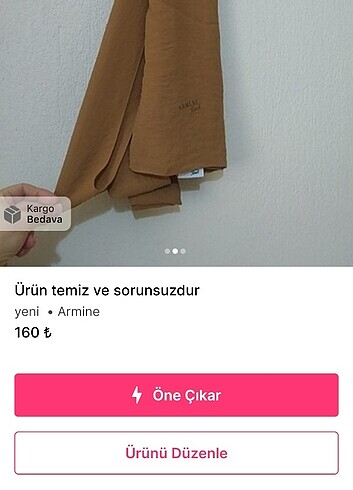 Ürün temiz ve sorunsuzdur
