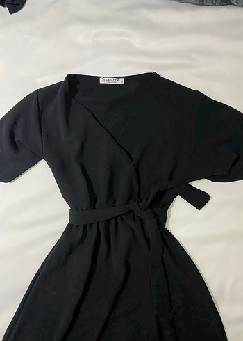 Siyah V Yakalı elbise - Görsel 3