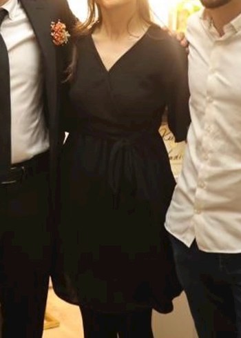 Siyah V Yakalı elbise - Görsel 5