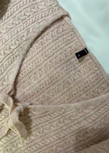 Pembe V Yaka Uzun Kollu Örgü Hırka - Görsel 3