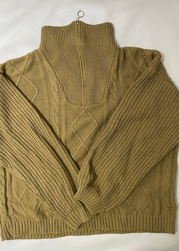 Bohem Tarz Kahverengi Boğazlı Örgü Kazak - Görsel 2