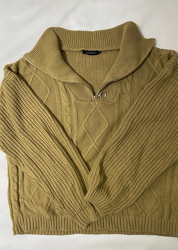 Bohem Tarz Kahverengi Boğazlı Örgü Kazak - Görsel 3