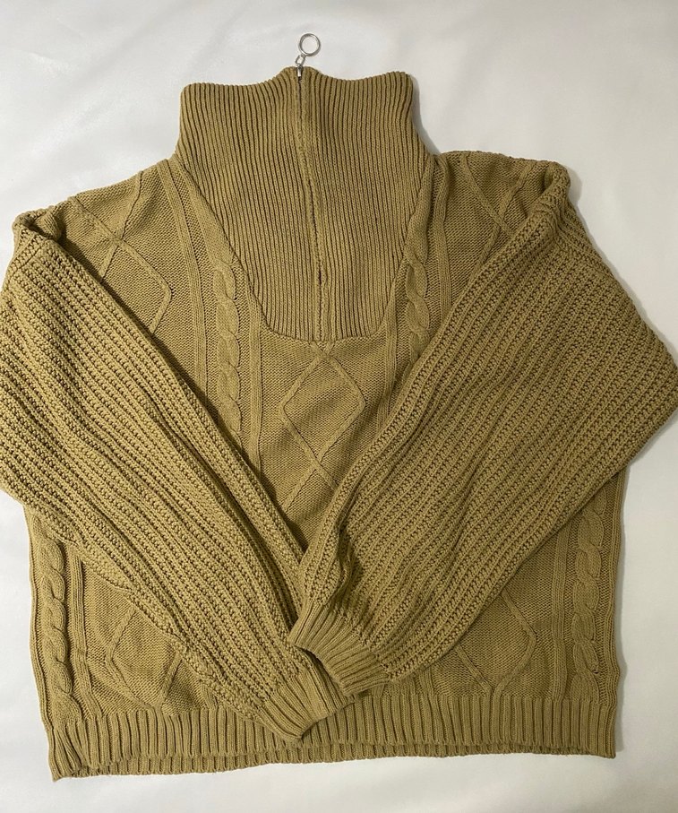 Bohem Tarz Kahverengi Boğazlı Örgü Kazak - Görsel 2