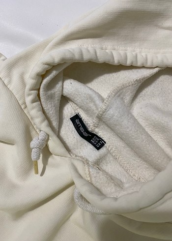 Krem Kapüşonlu Rahat Kesim Sweatshirt - Görsel 2