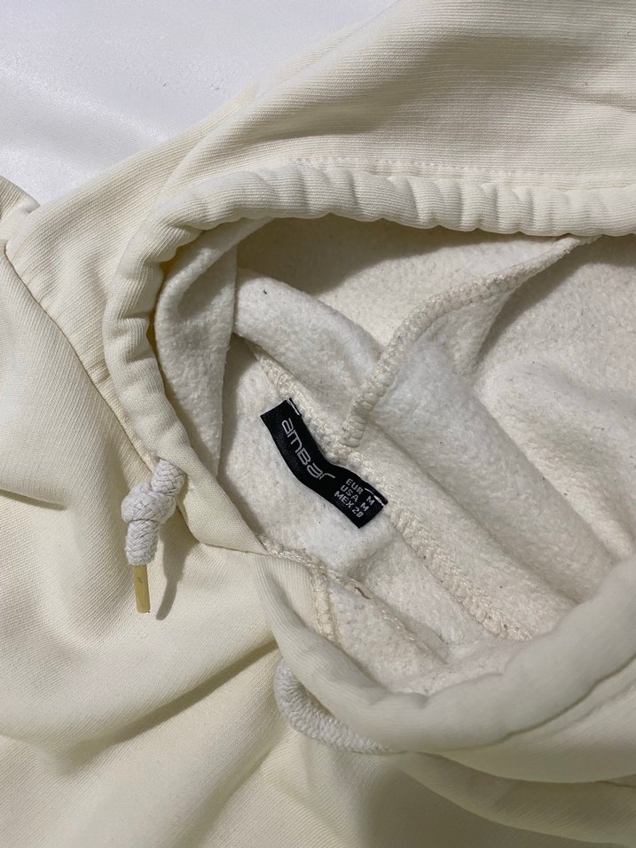 Krem Kapüşonlu Rahat Kesim Sweatshirt - Görsel 2