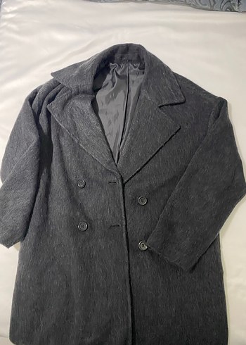 Uzun Antrasit Çift Düğmeli Kaban - Görsel 2