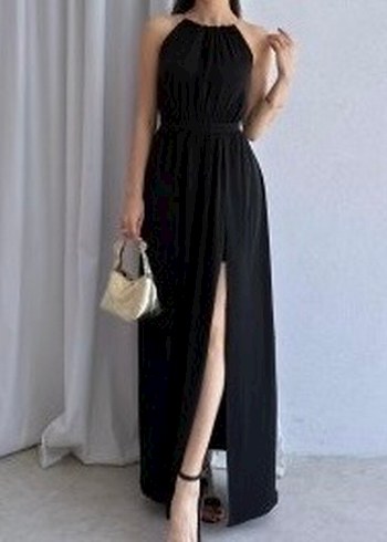 Siyah Uzun Kadın Elbise - Görsel 2