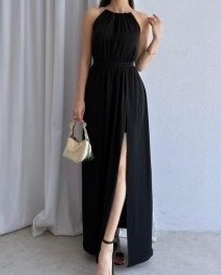 Siyah Uzun Kadın Elbise - Görsel 2