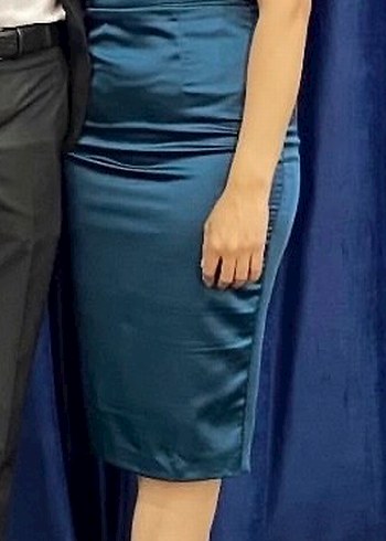 Turkuaz Midi Kalem Elbise - Görsel 4