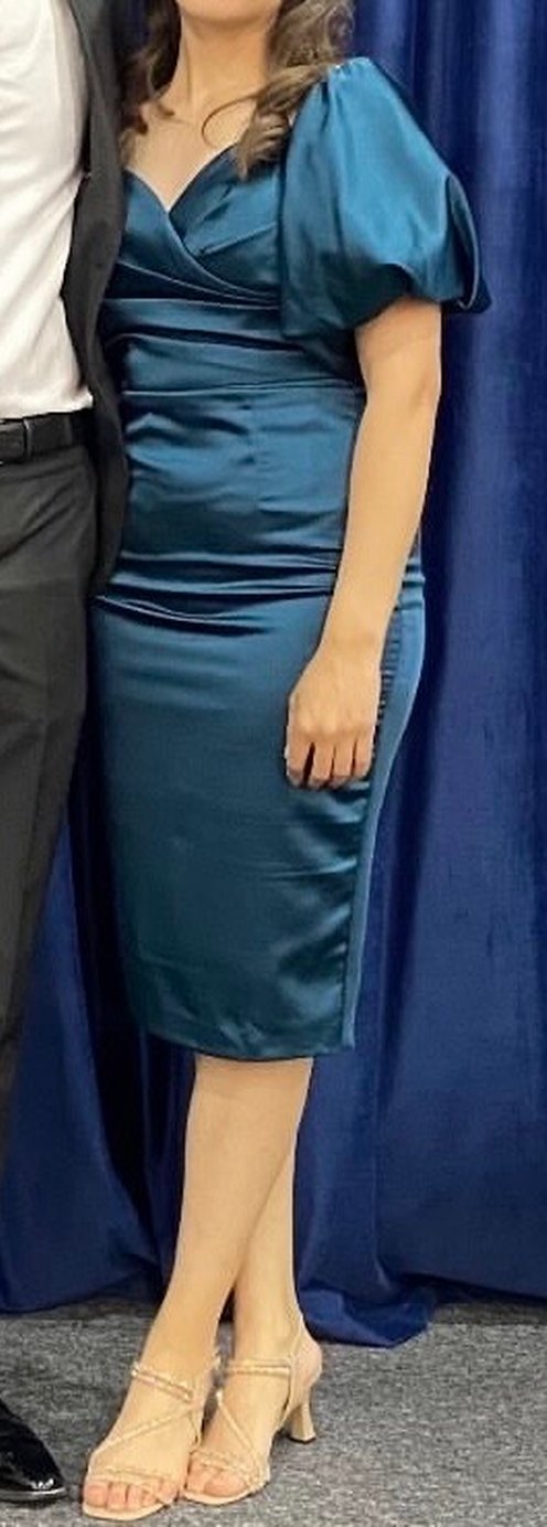 Turkuaz Midi Kalem Elbise - Görsel 4