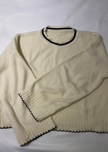 Kadın Beyaz Triko Bisiklet Yaka Kazak - Görsel 2