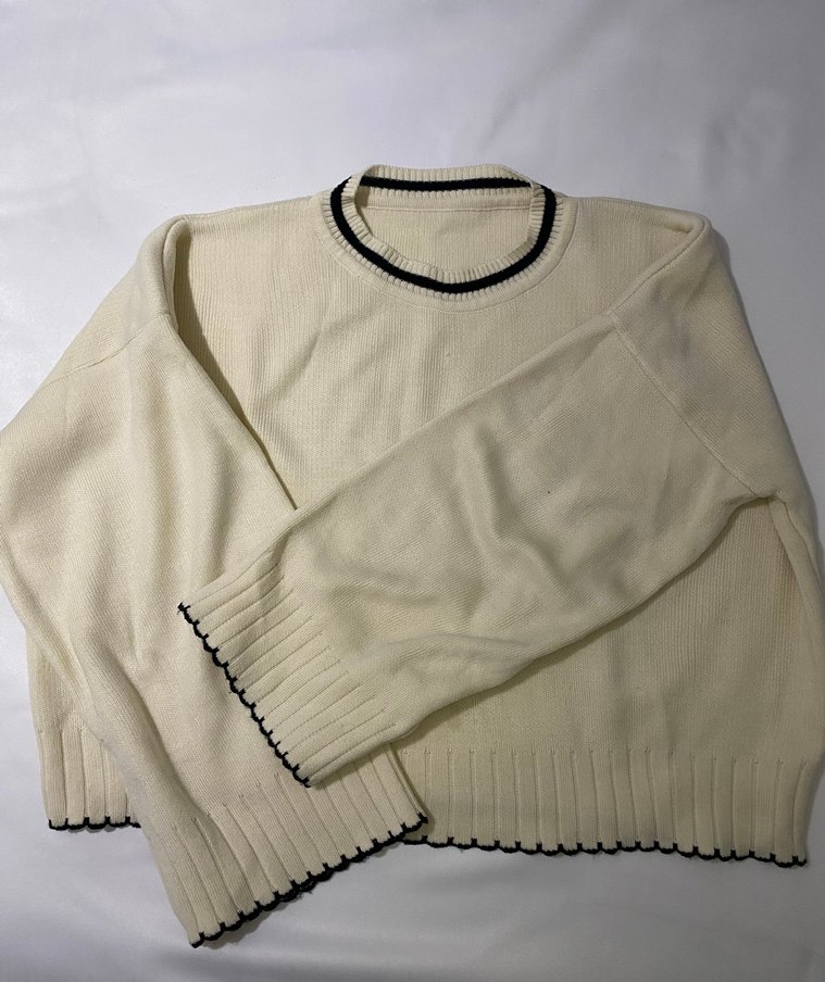 Kadın Beyaz Triko Bisiklet Yaka Kazak - Görsel 2