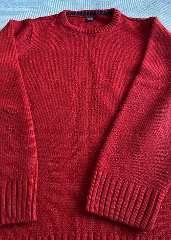 Kırmızı Kadın Yün Kazak - Görsel 8