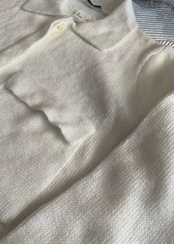 Düğmeli Beyaz Triko Kadın Hırka - Görsel 8