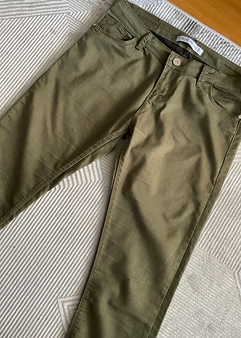 Kadın Haki Kumaş Pantolon - Görsel 2