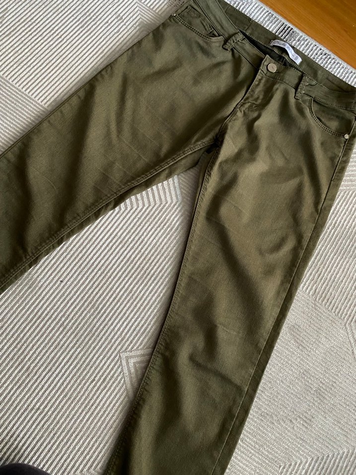 Kadın Haki Kumaş Pantolon - Görsel 5