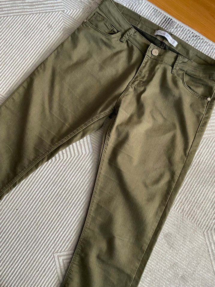 Kadın Haki Kumaş Pantolon - Görsel 2