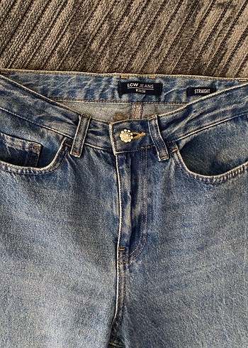 34 Beden Düğmeli Regular Fit Mavi Denim Kadın Jean