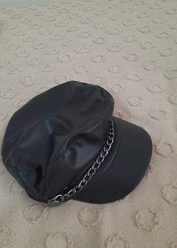 lcw Siyah Deri Biker Kadın Şapka - Görsel 4