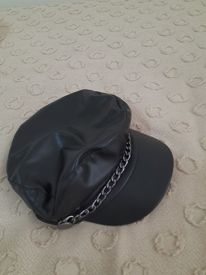 lcw Siyah Deri Biker Kadın Şapka - Görsel 4