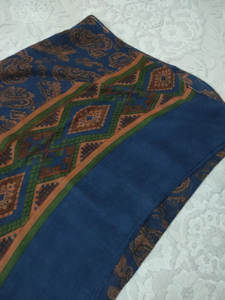 Koyu Mavi Bohem Kadın Şal - Görsel 2