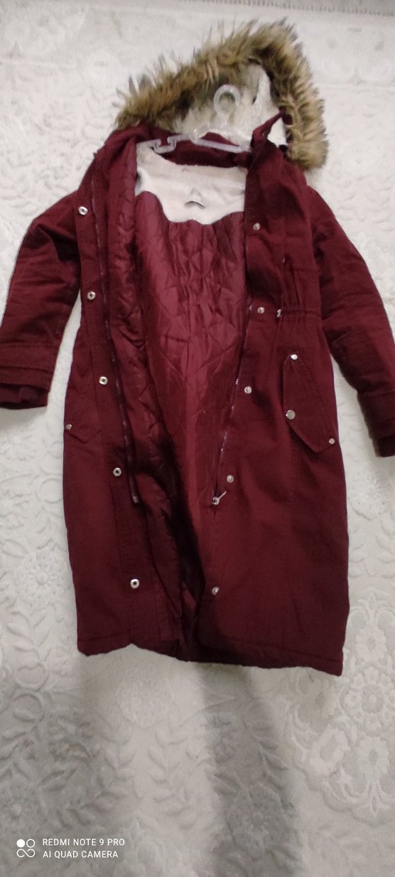 BAYAN KAPŞONLU BORDO RENKLİ MONT - Görsel 3