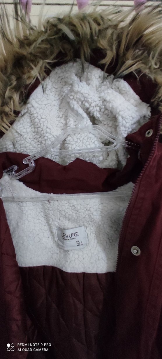 BAYAN KAPŞONLU BORDO RENKLİ MONT - Görsel 4