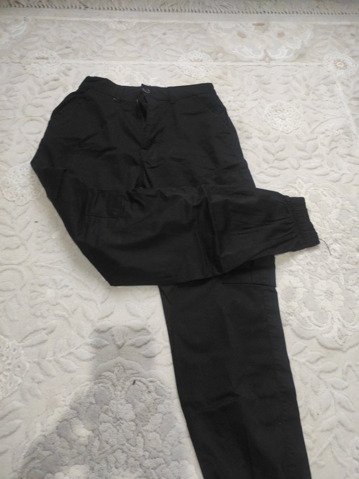 Siyah Salaş Kadın Kumaş Pantolon - Görsel 4