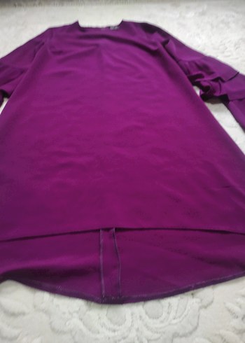 Kadın Mor Uzun Kollu Fırfırlı Salaş Tunik - Görsel 4