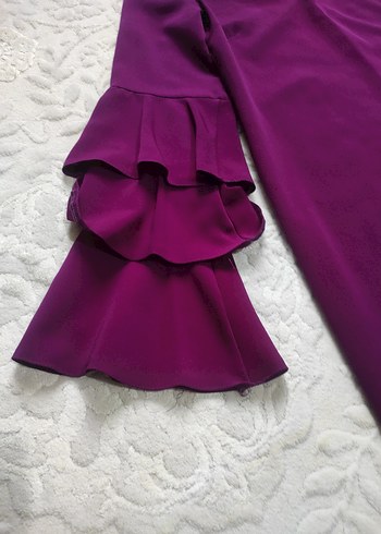 Kadın Mor Uzun Kollu Fırfırlı Salaş Tunik - Görsel 2