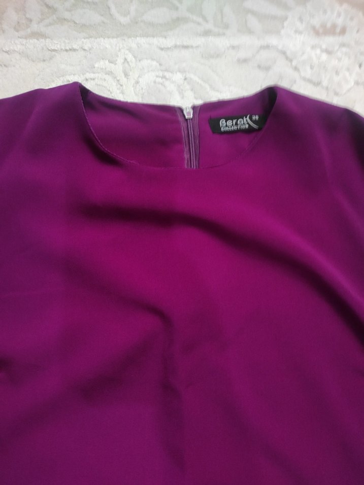 Kadın Mor Uzun Kollu Fırfırlı Salaş Tunik - Görsel 5