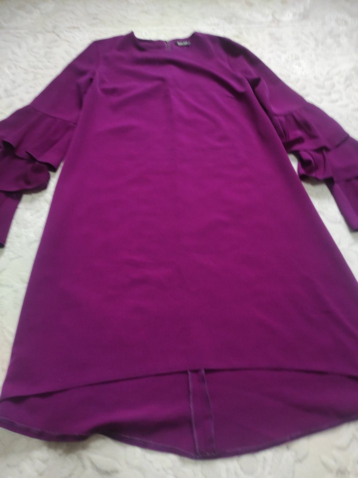 Kadın Mor Uzun Kollu Fırfırlı Salaş Tunik - Görsel 3