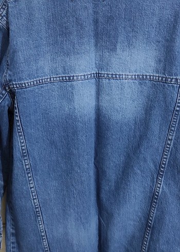 Düğmeli Kadın Kot Ceket, Rahat Kesim, Mavi - Görsel 9