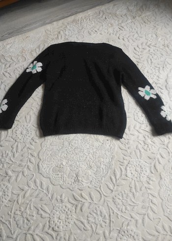 Nakışlı Siyah Triko Kadın Kazak - Görsel 7