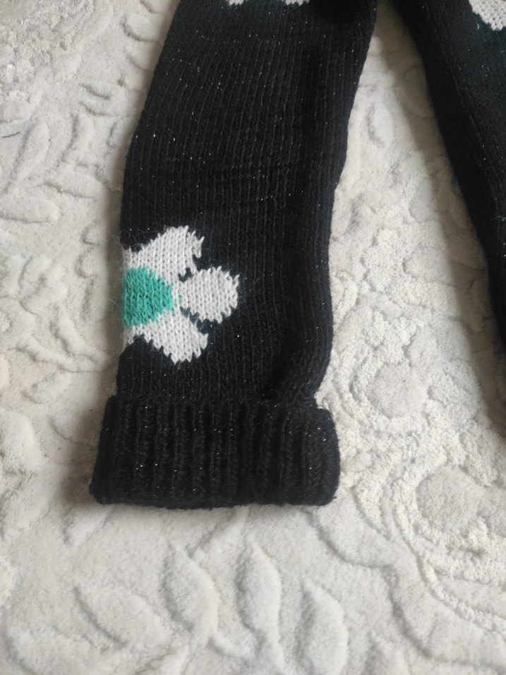 Nakışlı Siyah Triko Kadın Kazak - Görsel 2