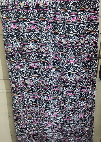 Renkli Bohem Desenli V Yaka Kolsuz Midi Elbise - Görsel 3