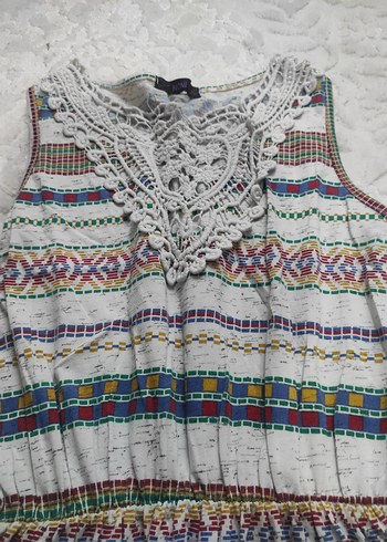 Bohem V Yaka Dantelli Uzun Elbise - Görsel 6