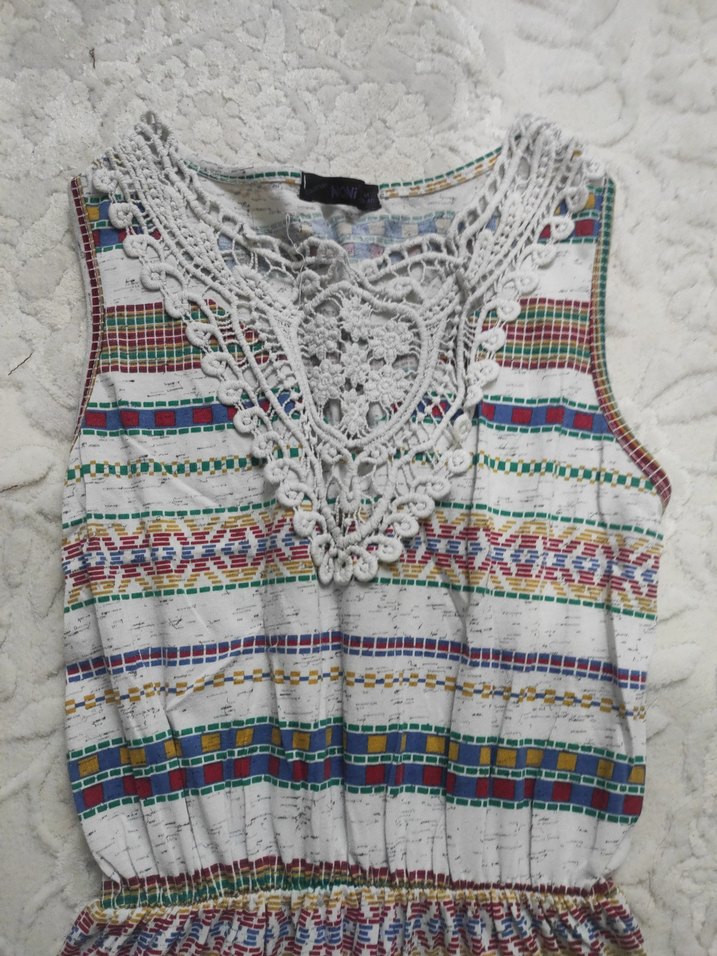 Bohem V Yaka Dantelli Uzun Elbise - Görsel 2