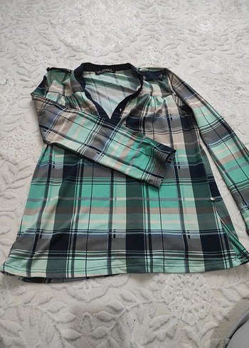 Düğmeli Uzun Kollu Gri Ekose Gömlek - Görsel 2