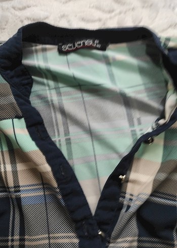 Düğmeli Uzun Kollu Gri Ekose Gömlek - Görsel 8