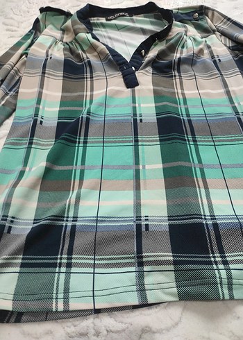 Düğmeli Uzun Kollu Gri Ekose Gömlek - Görsel 4