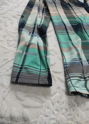 Düğmeli Uzun Kollu Gri Ekose Gömlek - Görsel 3