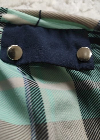 Düğmeli Uzun Kollu Gri Ekose Gömlek - Görsel 5