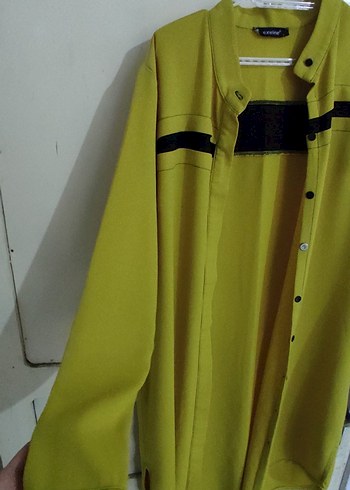 Sarı Düğmeli Uzun Kollu Kadın Tunik - Görsel 3