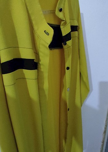 Sarı Düğmeli Uzun Kollu Kadın Tunik - Görsel 5